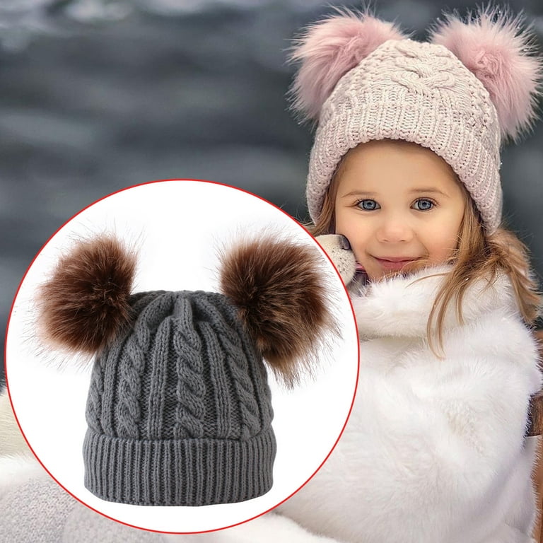 Hunpta Bomber Hats For Kids Winter Hat Toddler Knitted Pom Beanie Hat  Cotton Lined Faux Cap Baby Girls Boys Hat 