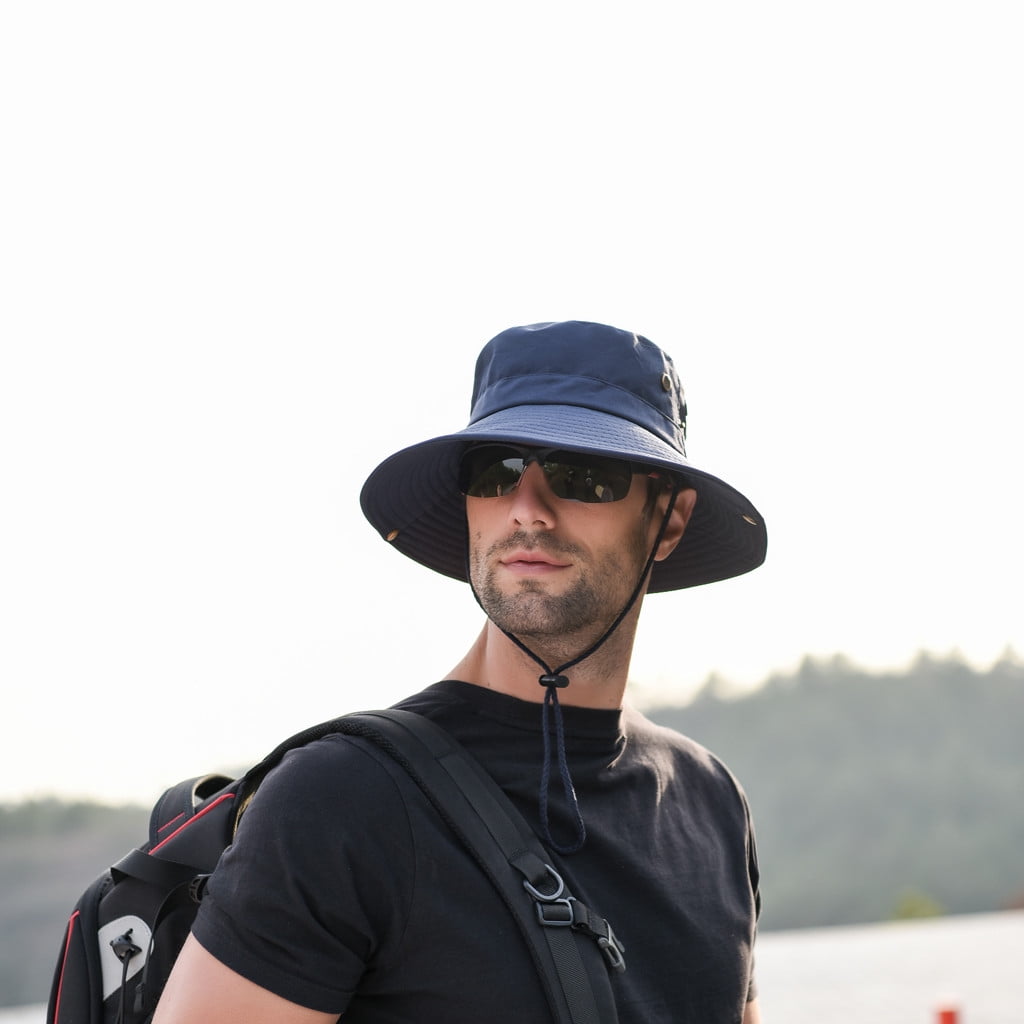 Hunpta Bucket Hats For Men Summer Outdoor Sun Hat Protection Bucket Boonie  Cap Solid Adjustable Fishing Hat