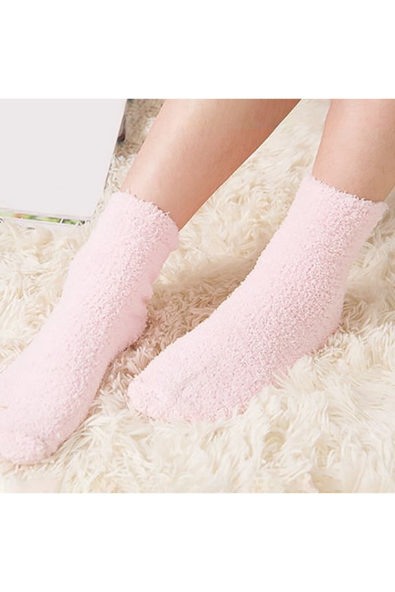 Crew Socks for Women, Women Fuzzy Fluffy Cozy Slipper Socks Warm Soft Winter Plush Home Sleeping Pink