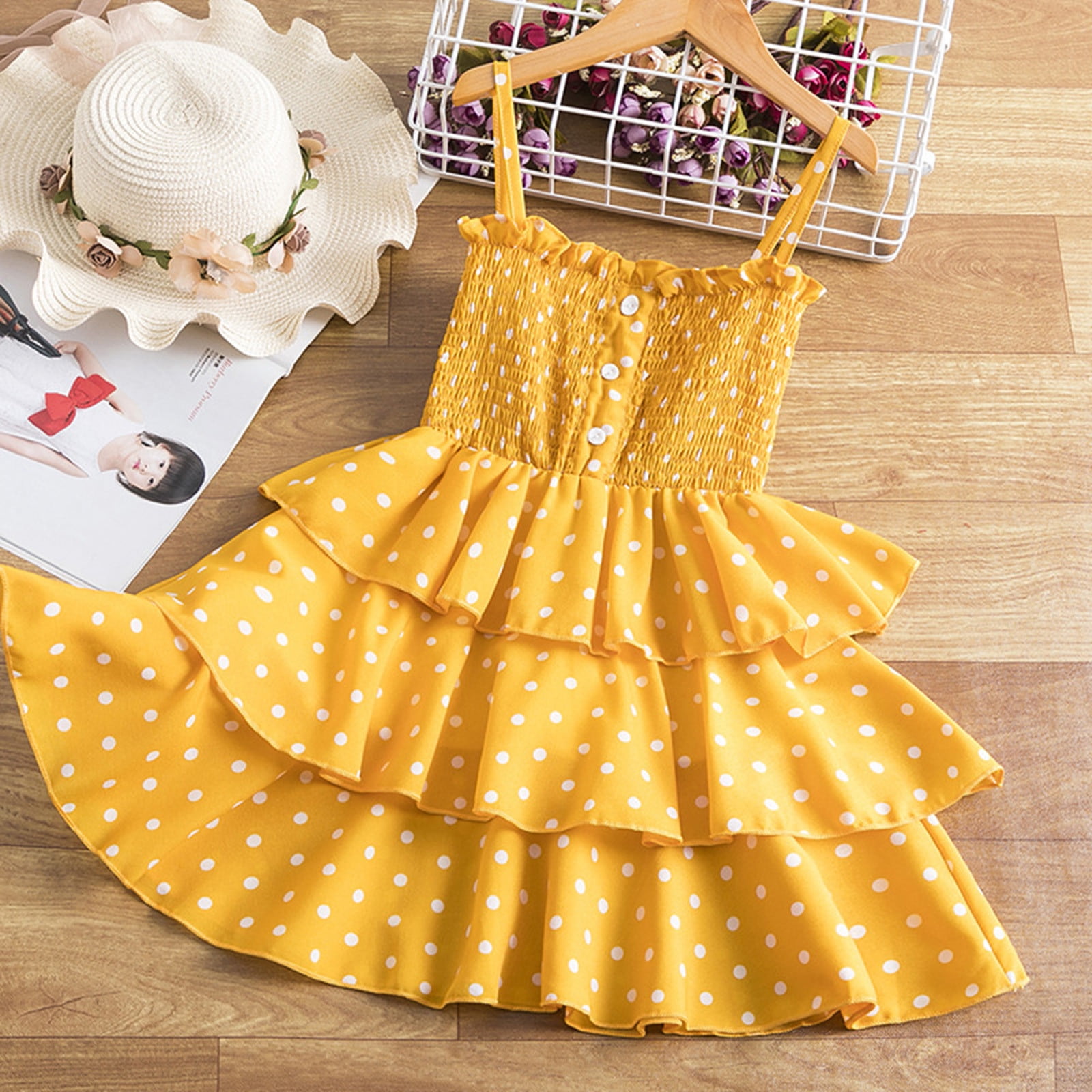 Hunpta Dress Clothes Princess Toddler Button Polka Dot Kids Girls