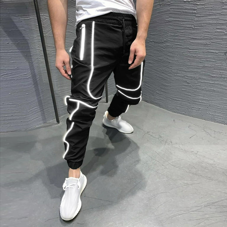 Hunpta Fashion Pants For Men Reflective High Visibility Light jogging Long Pant  Trousers 