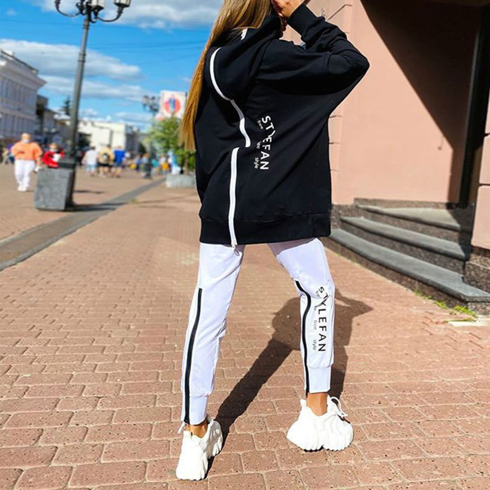 Hunpta Fashion Women Two Piece Set Casual Tracksuit Streetwear Running Sportswear Zipper Hoodies Pants Set 2021 Fall Winter