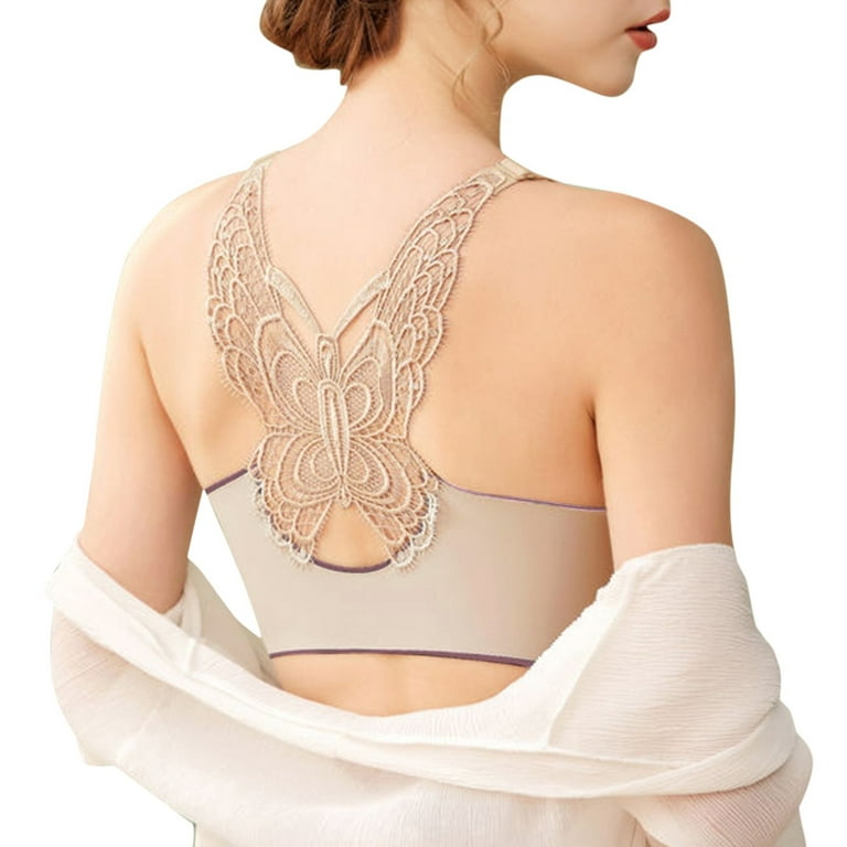 Hunpta Ladies Bra Butterfly Beauty Back Wrap Breast Latex Wire-Free Ice  Silk Sports Bra Push Up Underwear Large Size