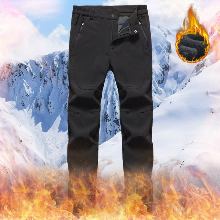 Hunpta Pants For Men Solid Color Hiking Trousers Windproof Waterproof Warm Lined Trekking Trousers With Pockets Walmart