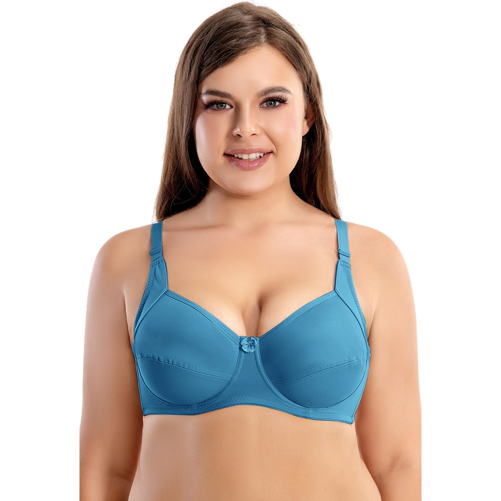 Hunpta Plus Size Bras For Women Solid V-Neck D-Cup Push-up Bra Female Thin  Cup Unpadded Bras Breathable Bralette 