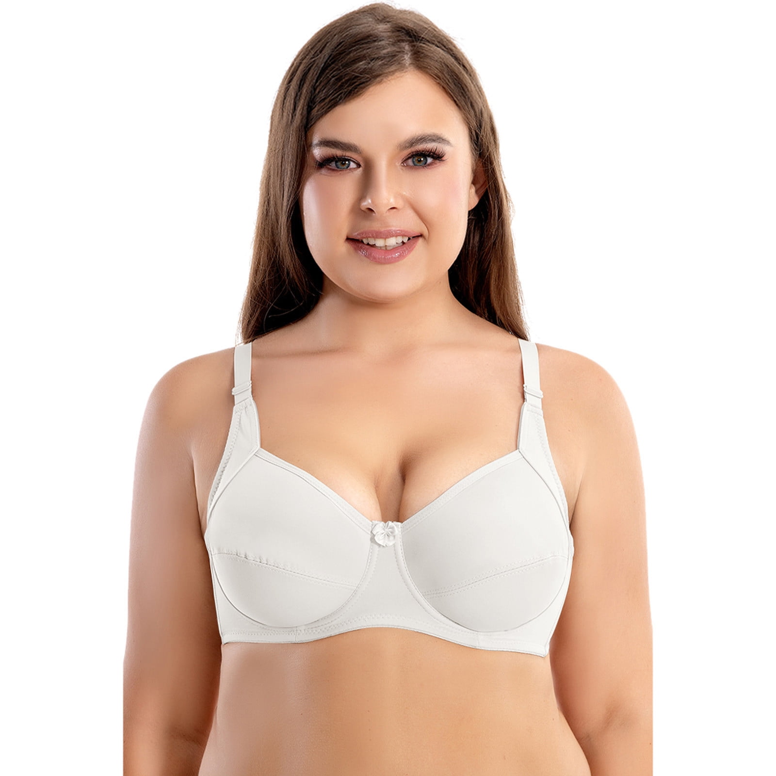 Hunpta Plus Size Bras For Women Solid V-Neck D-Cup Push-up Bra Female Thin  Cup Unpadded Bras Breathable Bralette 