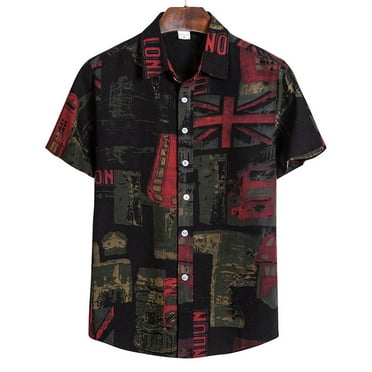Hunpta Shirts For Men Cardigan Short Sleeve Hawaiian Beach Flower Shirt ...