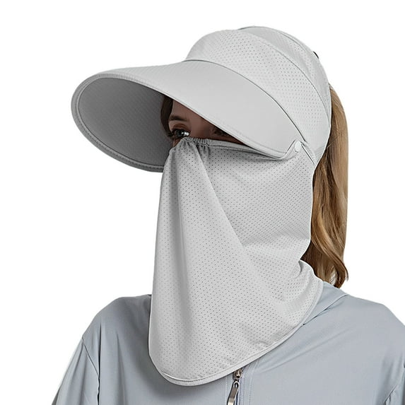 Hunpta Sun Hats For Women Summer Sun Hat Outdoor Riding Face Covering Solid Color Mask Sun Hat