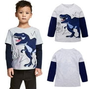 Hunpta Toddler Tops Long Baby Cartoon Girls Sleeve T-Shirt Boys Print Clothes Dinosaur Boys Outfits&Set