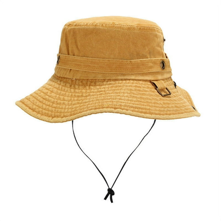 Hunpta Bucket Hats For Men Summer Outdoor Sun Hat Protection Bucket Boonie  Cap Solid Adjustable Fishing Hat