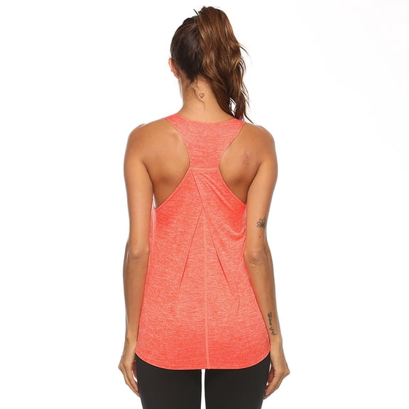 Hunpta Weekend Activewear Tankini Tops for Women, Women Casual Crew Neck Sports Vest Yoga Clothes Fitness Running Sports Top, Vest for Women Orange