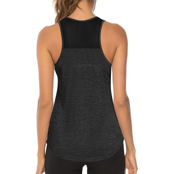 Hunpta Weekend Activewear Tankini Tops for Women, Women Workout Tops Athletic Sports Running Tank Mesh Yoga Training Shirts, Vest for Women Black