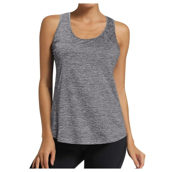 Hunpta Weekend Activewear Tankini Tops for Women, Women Workout Tops Athletic Sports Running Tank Mesh Yoga Training Shirts, Vest for Women Gray
