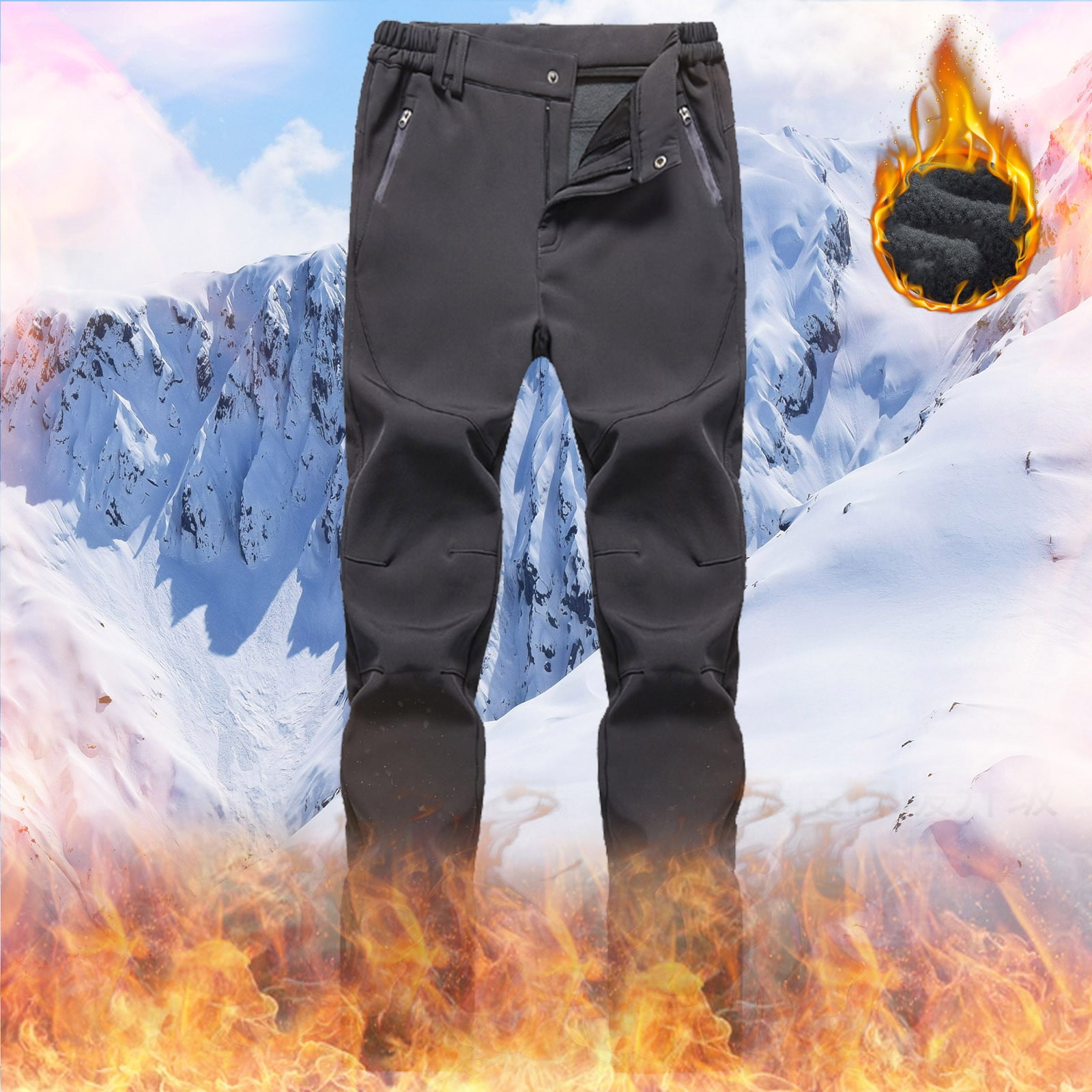 Hunpta Winter Fleece Thermal Pants For Women Soild Color Windproof Work  Pants Warm Lined Fitness Trousers With Pockets 