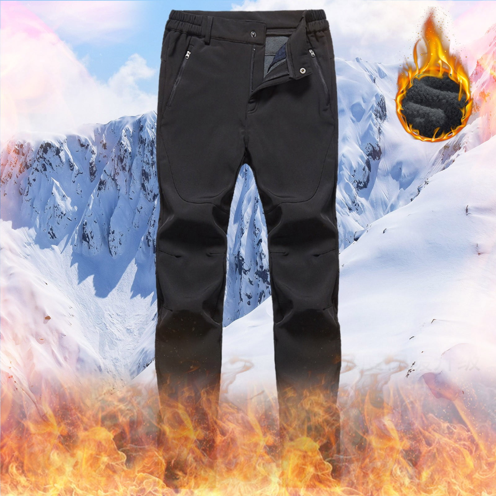  BALEAF Men's Fleece Lined Hiking Cargo Pants Waterproof  Softshell Snow Ski Pants Winter Outdoor Clothing with Zipper Pockets Black  Size XXL : Clothing, Shoes & Jewelry