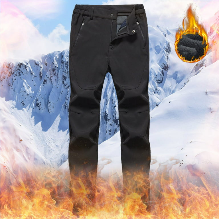 Hunpta Winter Fleece Thermal Pants For Women Soild Color Windproof Work  Pants Warm Lined Fitness Trousers With Pockets