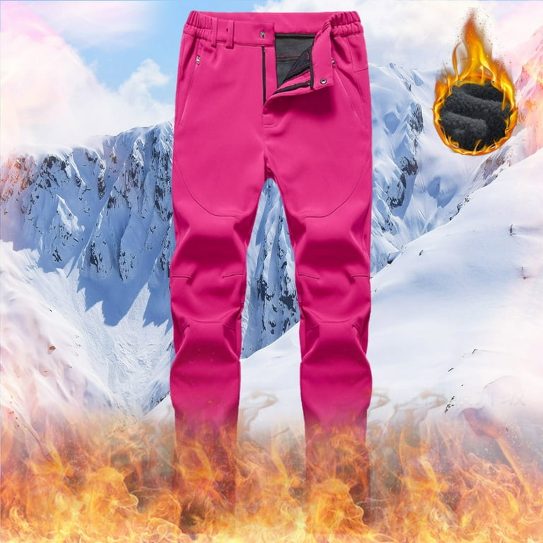 Hunpta Winter Fleece Thermal Pants For Women Soild Color Windproof Work  Pants Warm Lined Fitness Trousers With Pockets