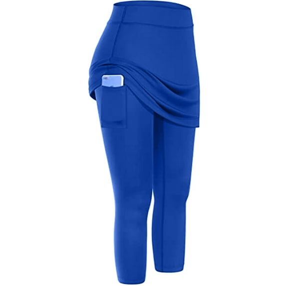 Hunpta Women Tennis Skirted Leggings Pockets Elastic Sports Yoga Capris Skirts Legging