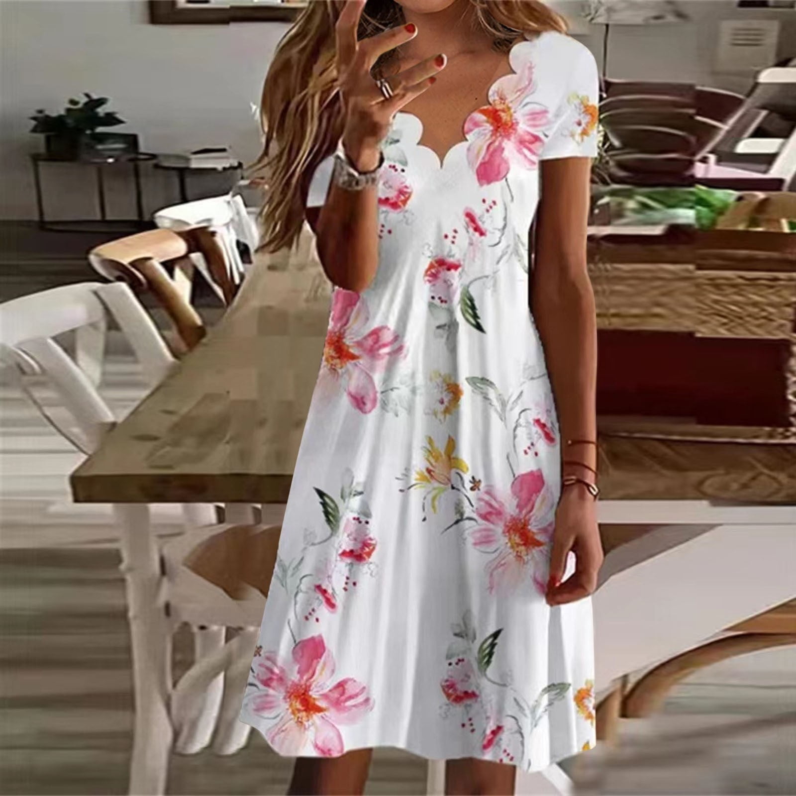 Flowy v neck dress discount