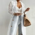 thumbnail image 1 of Hunpta Womens Daily Sun Protection Clothing Every Wearing Sheer Mesh Long Sleeve Buttoned Coat With Belt, 1 of 9