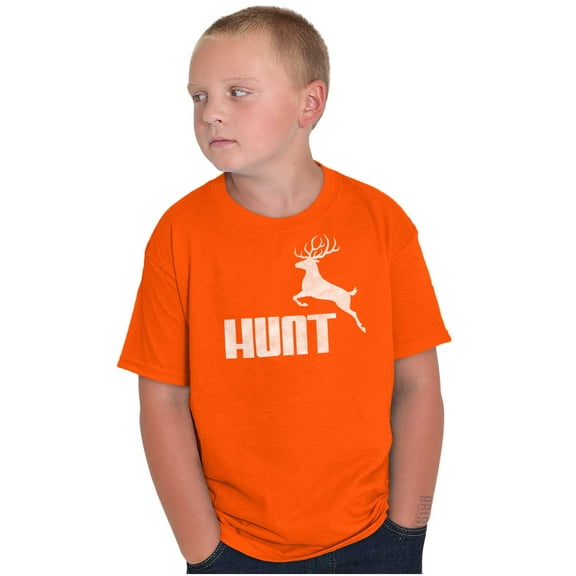 Hunt Buck Deer Hunting Season Crewneck T Shirts Boy Girl Teen Brisco Brands XS
