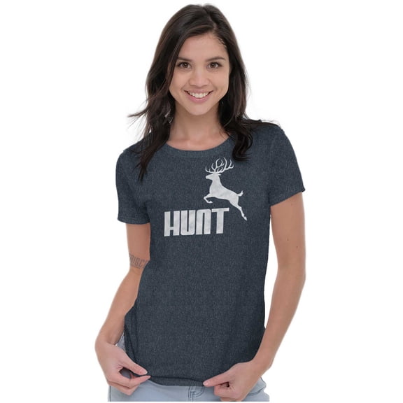 Hunt Buck Deer Hunting Season Womens Slim Fit Graphic Tee Brisco Brands X