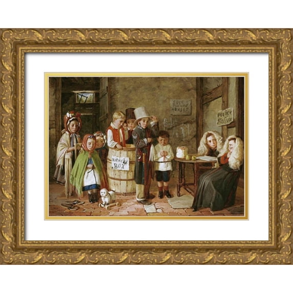 Hunt, Charles 24x18 Gold Ornate Wood Framed with Double Matting Museum Art Print Titled - The Police Court