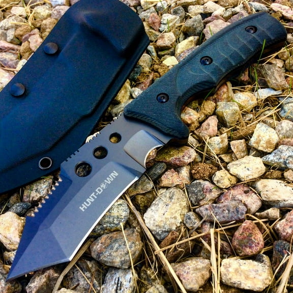 Hunt-Down 10" Stainless Steel Blade Full Tang Hunting Knife with Black Sheath 9872
