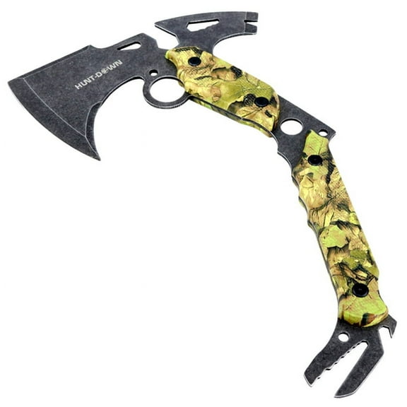 Hunt-Down 13" Hunting Survival Axe With Sheath - Green Camo Color Handle 9807