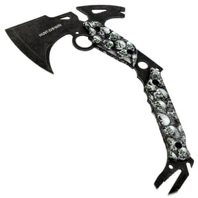 Hunt-Down 13" Hunting Survival Axe With Sheath - Skulls Pattern Handle 9809