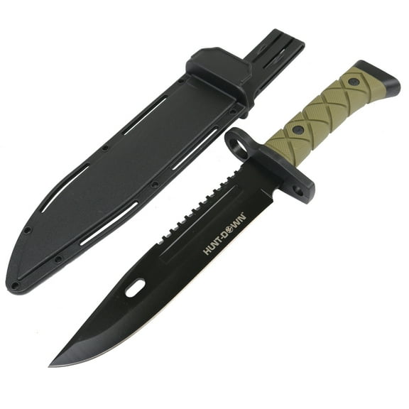 Hunt-Down 14.5' Tactical Hunting Knife ABS Handle 3CR13 Stainless Steel Green