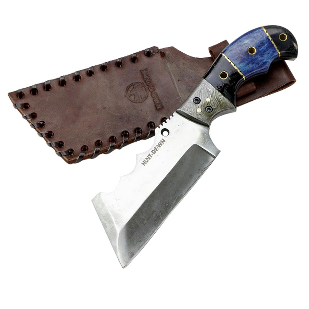 Hunt-Down 8" Full Tang Hunting Tactical Survival Knife Steel Blade Horn Handle 9353