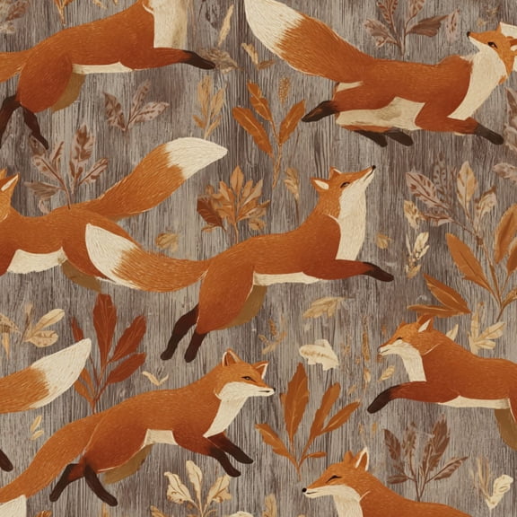 Hunt Peel and Stick Wallpaper 17.7in x 9.8ft Running Foxes Autumn Leaves Warm Earth Tones Contact Paper Vinyl Waterproof Self Adhesive Wall Paper for Bedroom Shelf Cabinet Renter Friendly