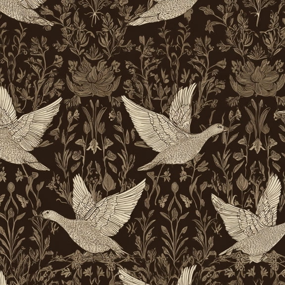 Hunt Peel and Stick Wallpaper 17.7in x 9.8ft Vintage Floral Birds Neutral Tones Contact Paper Vinyl Waterproof Self Adhesive Wall Paper for Bedroom Shelf Cabinet Renter Friendly