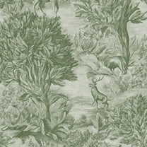 Hunt Peel and Stick Wallpaper 17.7in x 9.8ft Vintage Green Forest Deer Botanical Elements Contact Paper Vinyl Waterproof Self Adhesive Wall Paper for Bedroom Shelf Cabinet Renter Friendly