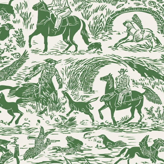 Hunt Peel and Stick Wallpaper 17.7in x 9.8ft Vintage Western Hunting Scene Riders Birds Dogs Green Contact Paper Vinyl Waterproof Self Adhesive Wall Paper for Bedroom Shelf Cabinet Renter Friendly