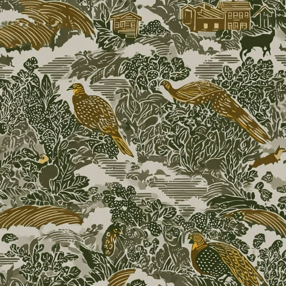 Hunt Peel and Stick Wallpaper 23.6in x 9.8ft Vintage Botanical Wildlife Pheasants Birds Houses Contact Paper Vinyl Waterproof Self Adhesive Wall Paper for Bedroom Shelf Cabinet Renter Friendly