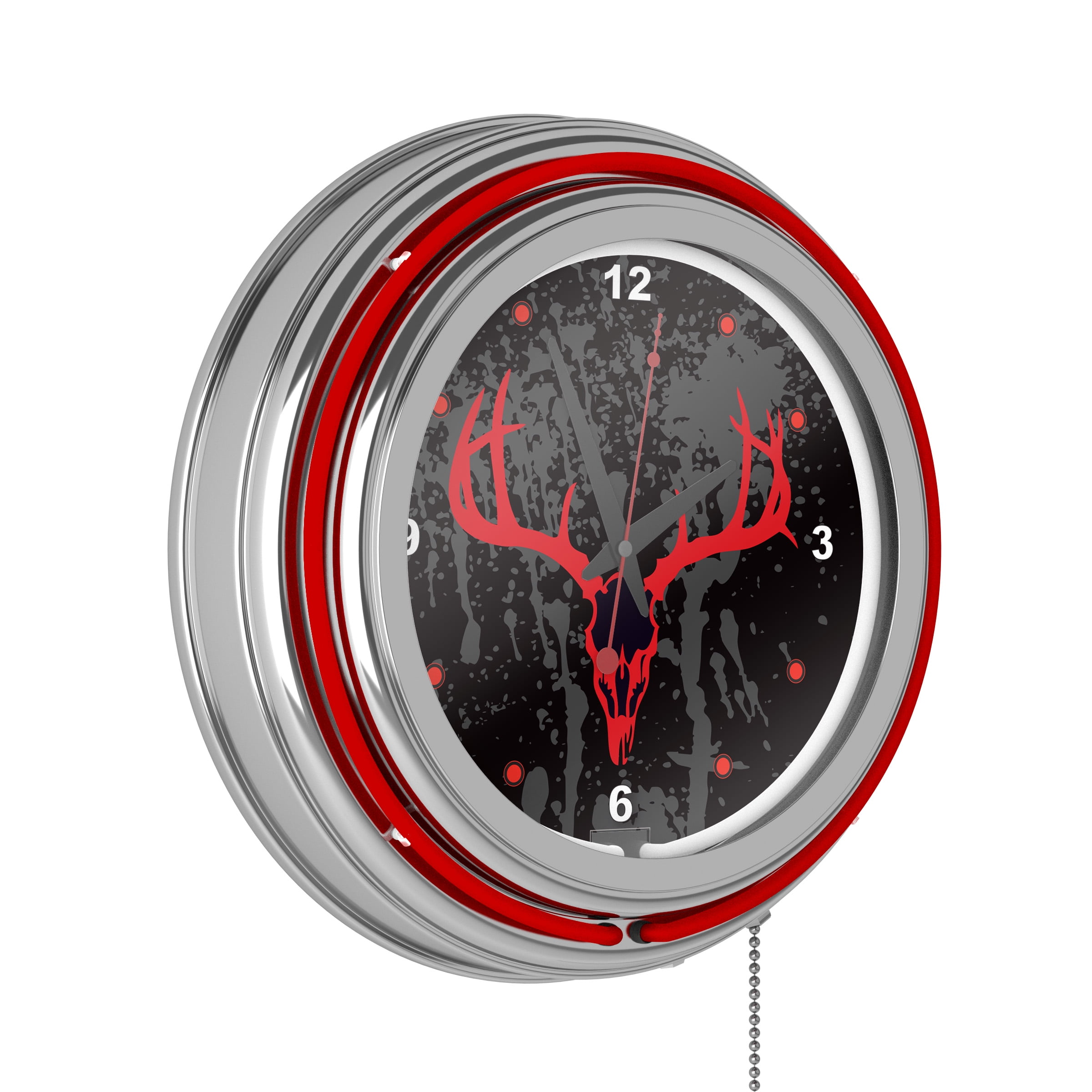 Budweiser Neon Wall Clock - Retro Light-Up Bar Clock With Pull Chain, 14.5" For Game Room Or Kitchen