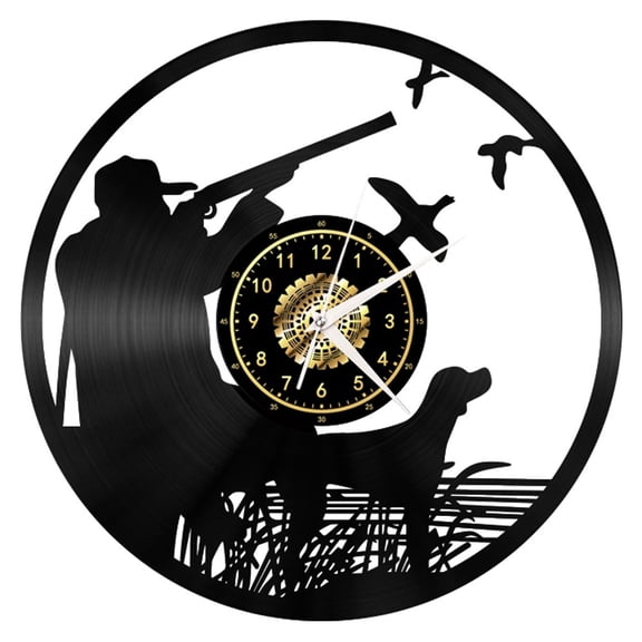 Hunt Vinyl Record Wall Clock Gifts for Holiday ,Handmade 12Black Wall Clock Unique Gifts for Men Women for Birthday Wall Decor