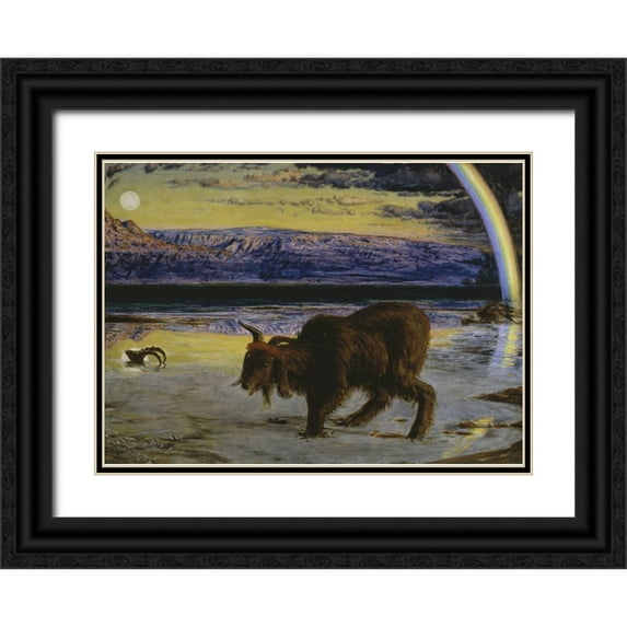 Hunt, William Holman 18x14 Black Ornate Wood Framed with Double Matting Museum Art Print Titled - The Scapegoat