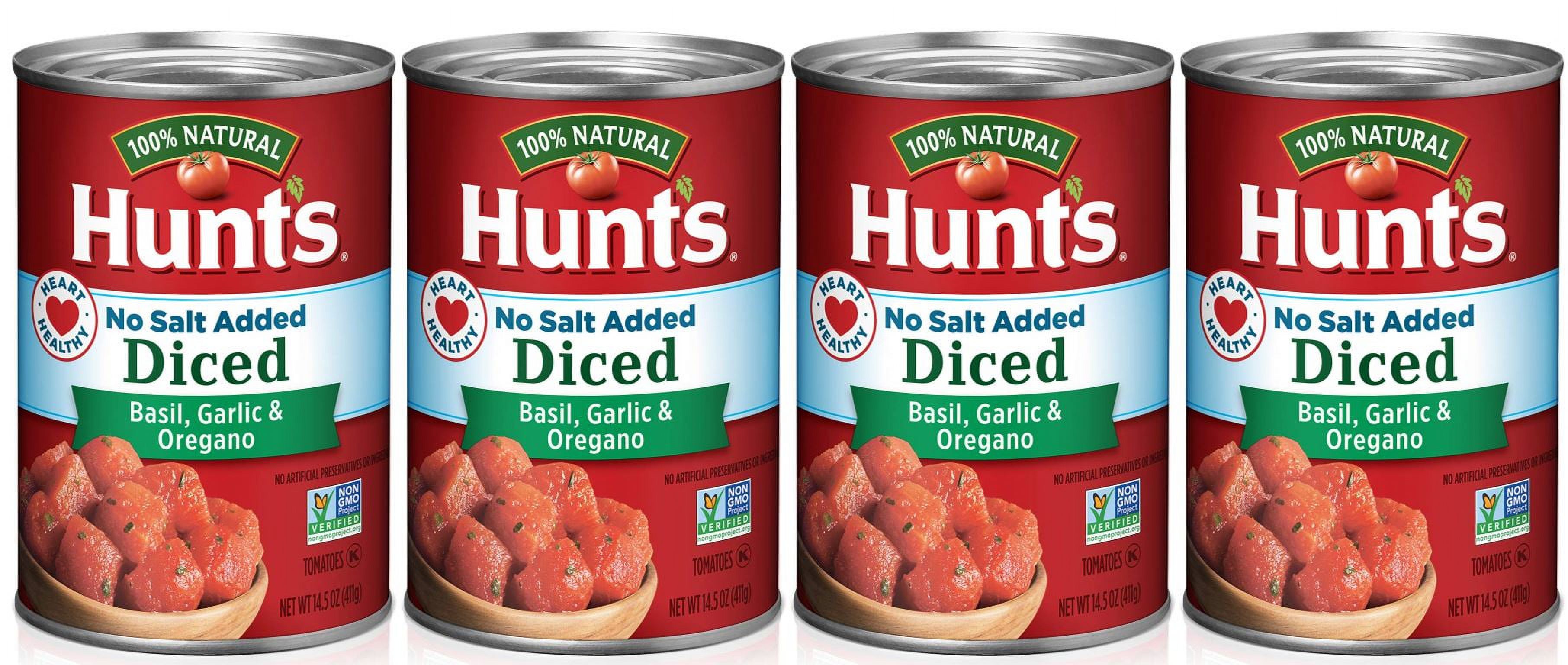 Hunt's Diced Tomatoes, Basil, Garlic, Oregano, No Salt Added, 14.5 oz
