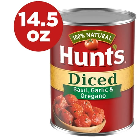 Hunt’s Diced Tomatoes with Basil, Garlic and Oregano, Perfect for Chili & Soups, 14.5 oz. Can