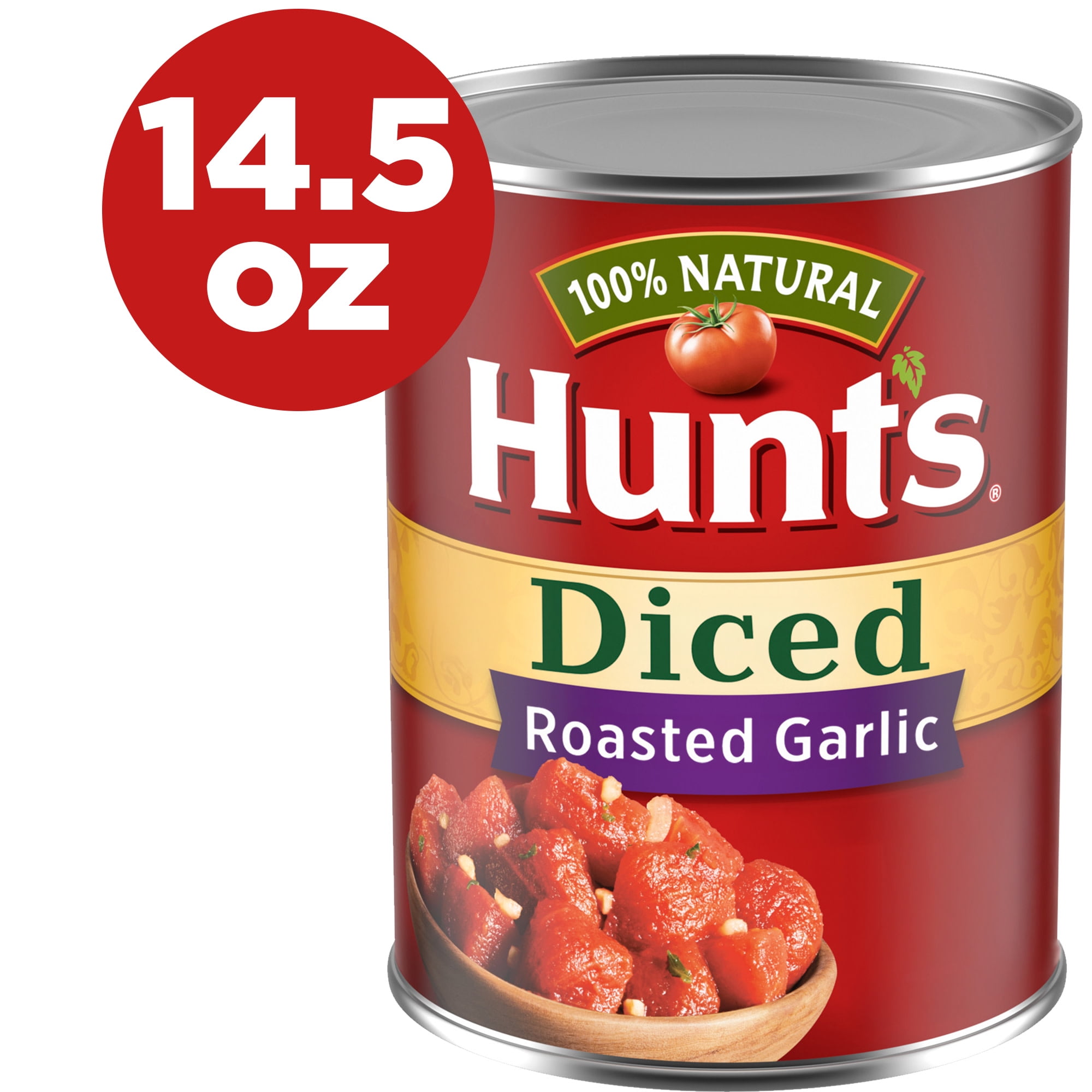 Hunts Diced Tomatoes with Roasted Garlic, Perfect for Chili & Soups, 14.5 oz. Can