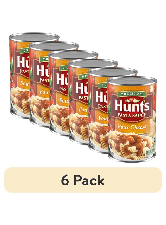 (6 pack) Hunt's Four Cheese Pasta Sauce, 100% Natural Tomato Sauce, Spaghetti Sauce, 24 oz Can