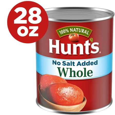 Hunt’s No Salt Added Whole Peeled Tomatoes, Perfect for Chili & Soups, 28 oz. Can