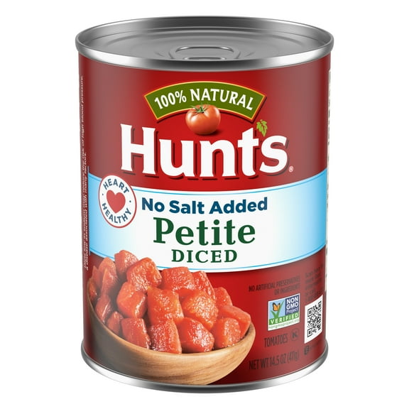 Hunt's No Salt Added Petite Diced Tomatoes 14.5 oz Can (Pack of 4)