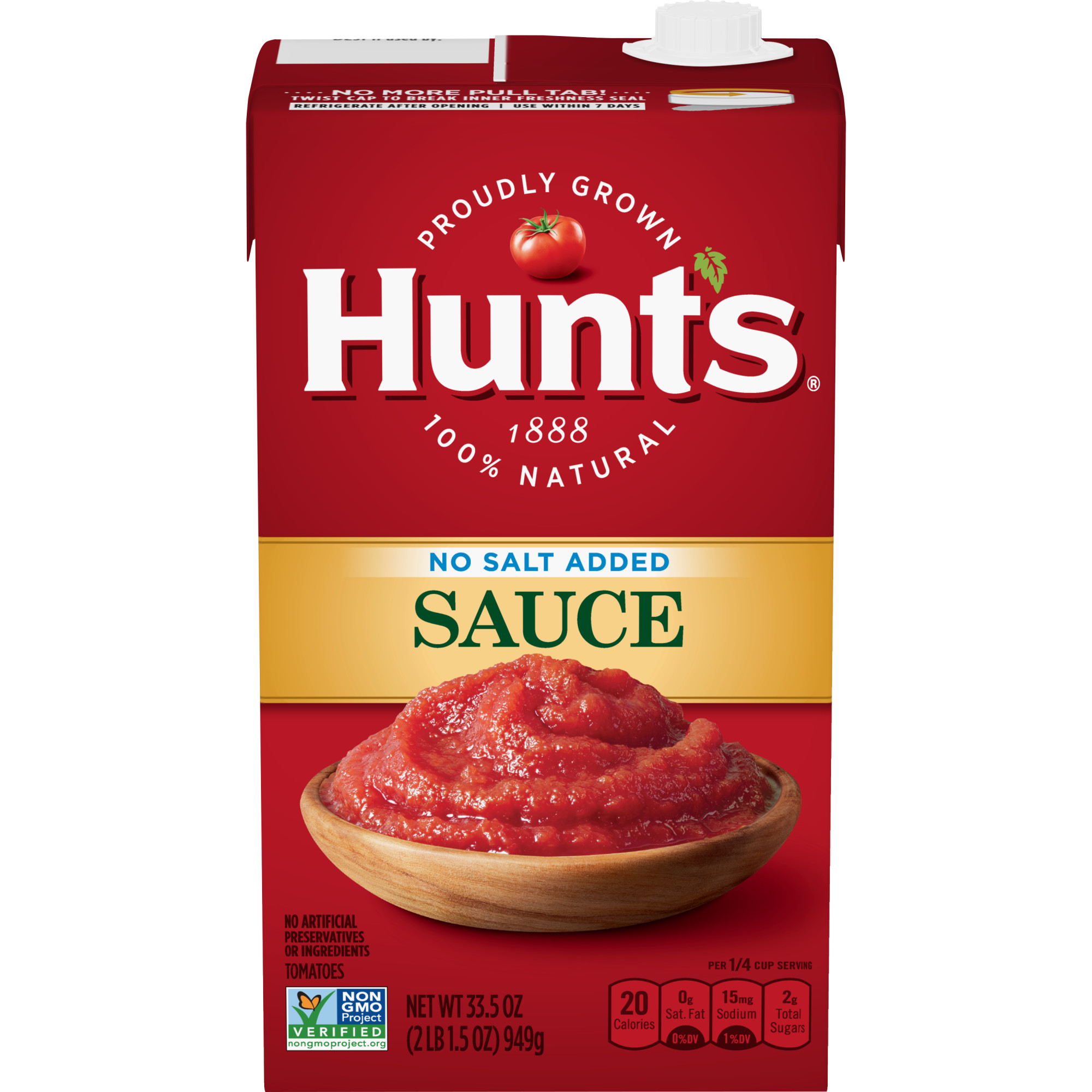 Hunt's No Salt Added Tomato Sauce, 33.5 oz Can - image 1 of 7