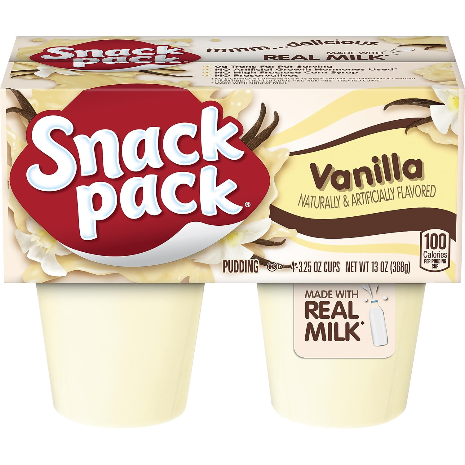 Hunt's Snack Pack Vanilla Pudding 3.5 Oz. 2 Cups HUN55419