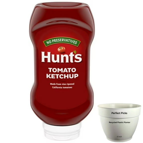 Hunts Tomato Ketchup, 20 oz Squeeze Bottle, Includes 1 Plastic Planter