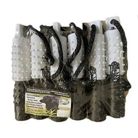 HuntEmUp Standard Plastic Dog Training Bumper with Throw Rope Black and White Flasher 6pc